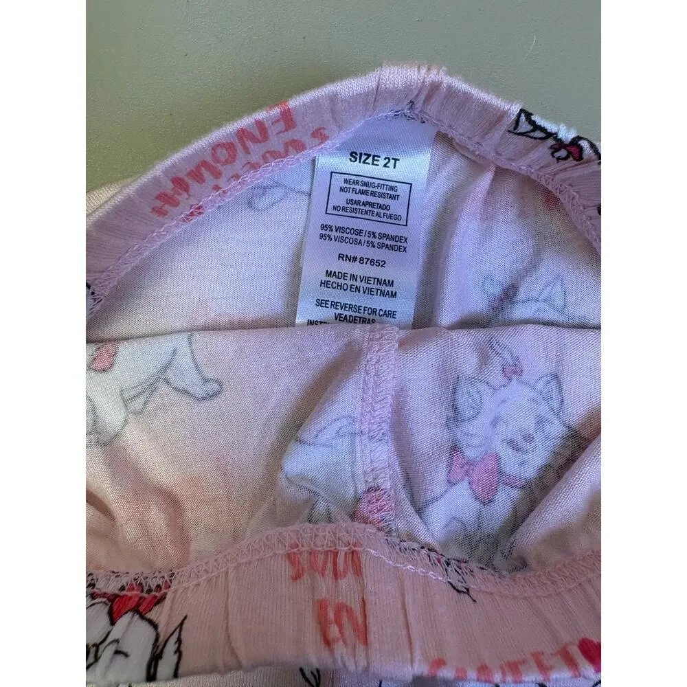 Toddler Girls Disney Aristocats Marie Pajama Set 2T Pink 2 Piece PJs NWT